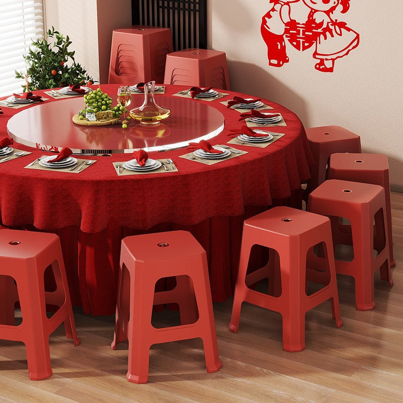 Red plastic stool extra thick living room cooked glue adult high stool durable non-slip casual dining table thickened stacking bench
