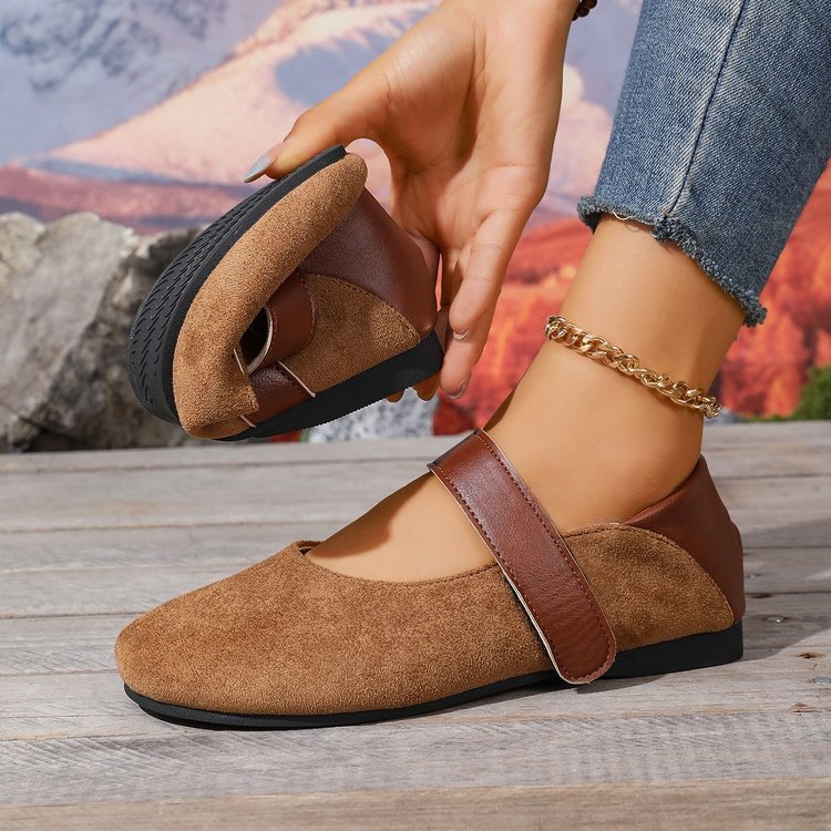 Export spring autumnew arrival suede soft leather mary jane shoes women's easiest for match soft bottom two-wear velcroflatsflats