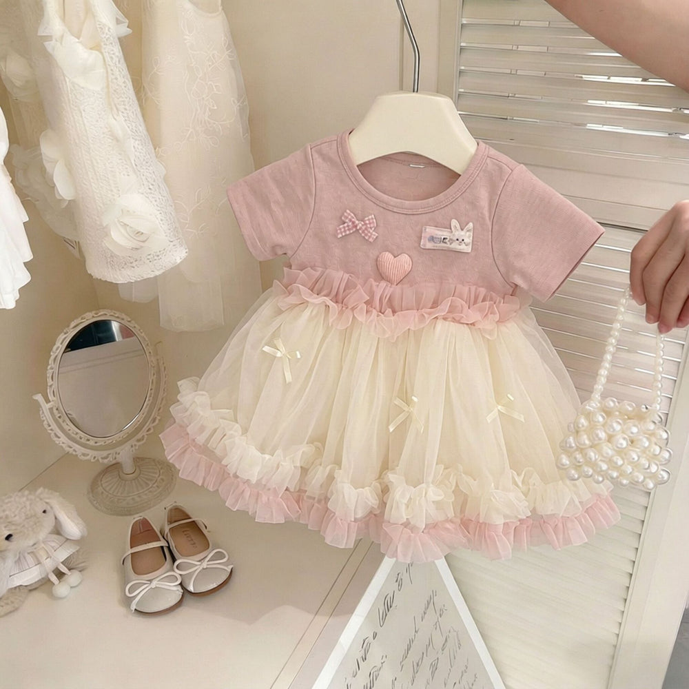 Sweet gauze skirt baby dress summer fairy  spring new round neck style popular princess dress girl