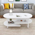 Scandinavian coffee table small apartment living room economical casual modern table creative balcony oval tea table double layer
