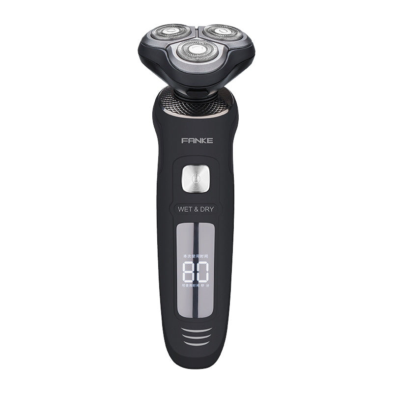 Digital display electric shaver razor with sideburn trimmer, fully washable, long battery life, triple blade head, led display, rotary shaving system