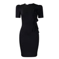 D571 european and american style women's clothing  new fashion elegant bodycon ruffle hem solid color short sleeve african dress