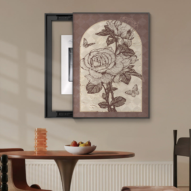 Medieval style meter box decorative painting Maillard French retro blocking distribution box switch box cover plate vertical hanging painting