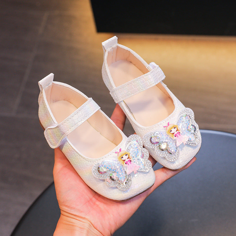 Girls' leather shoes  princess shoes baby girl soft sole children's shoes spring and autumn single shoes pink princess style