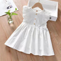 Girls' summer dress  new style chic cardigan slip dress baby solid color princess dress kids short sleeve skirt