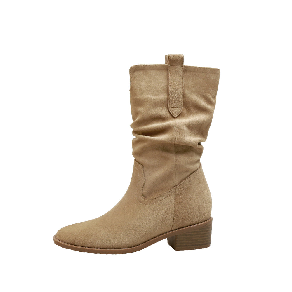 Grape mom~height increasing boots for women 2025 autumn winter v mouth slimming look maillard thick heel knee socks boots for women