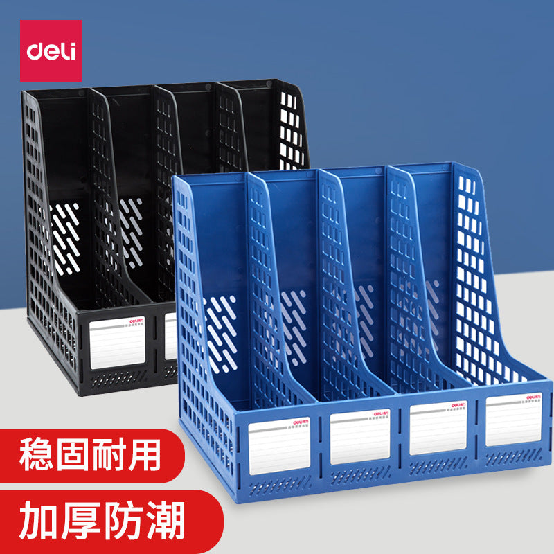 Deli file frame data rack thickened plastic storage box vertical file rack file basket wholesale