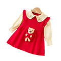 Girls' knit dress - cartoon bear design