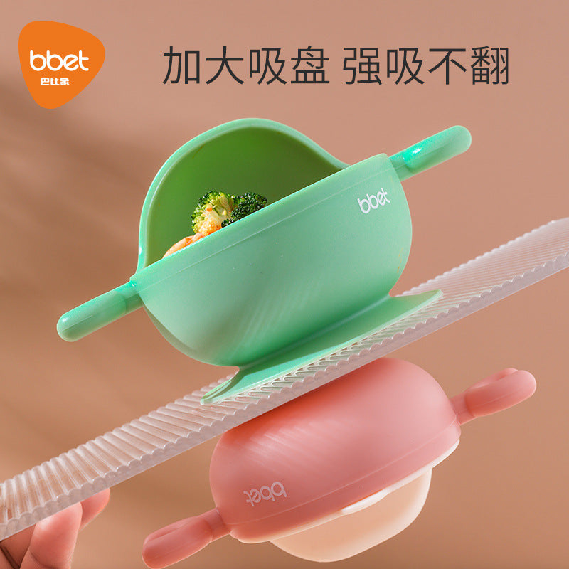 Baby elephant snack bowl - portable, spill-proof kids' meal set for on-the-go: includes fruit cup and silicone feeding plate for baby food