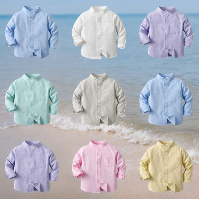 Boys' long-sleeve shirt - spring collection: stylish outerwear, candy-colored casual jacket, preppy style kids' shirt