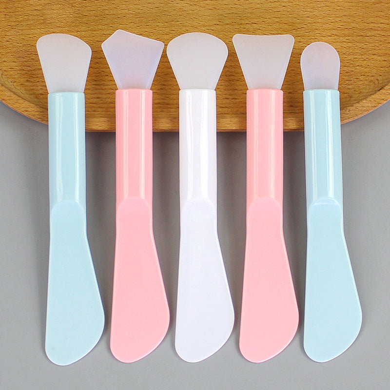 Cosmetic mask tool dual-ended silicone brush scraper mask stick mask brush soft head stirring applicator facial scraper