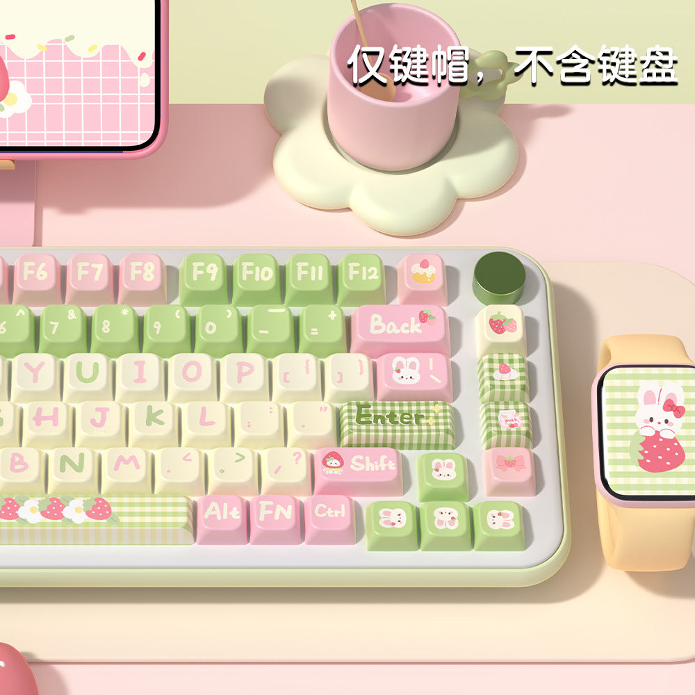Strawberry milk rabbit, original keycap MDA highly personalized customized pbt thermal sublimation mechanical keyboard cap