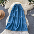 Korean style high-waisted a-line midi skirt with bow detail - sweet & chic summer workwear