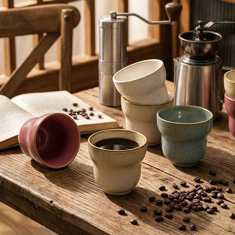 Vintage ceramic handmade mug - japanese style office milk coffee cup - home use water cup - latte art kung fu cup
