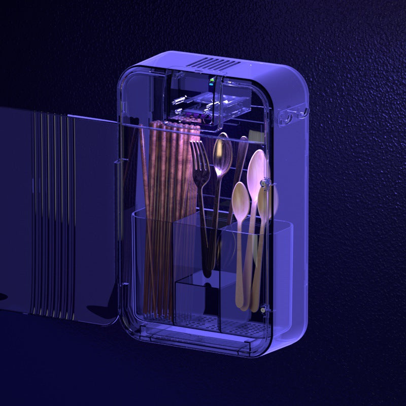 Uv sterilizer chopstick holder - kitchen storage box, organizer, anti-mold cutlery basket, spoon cage, wall-mounted