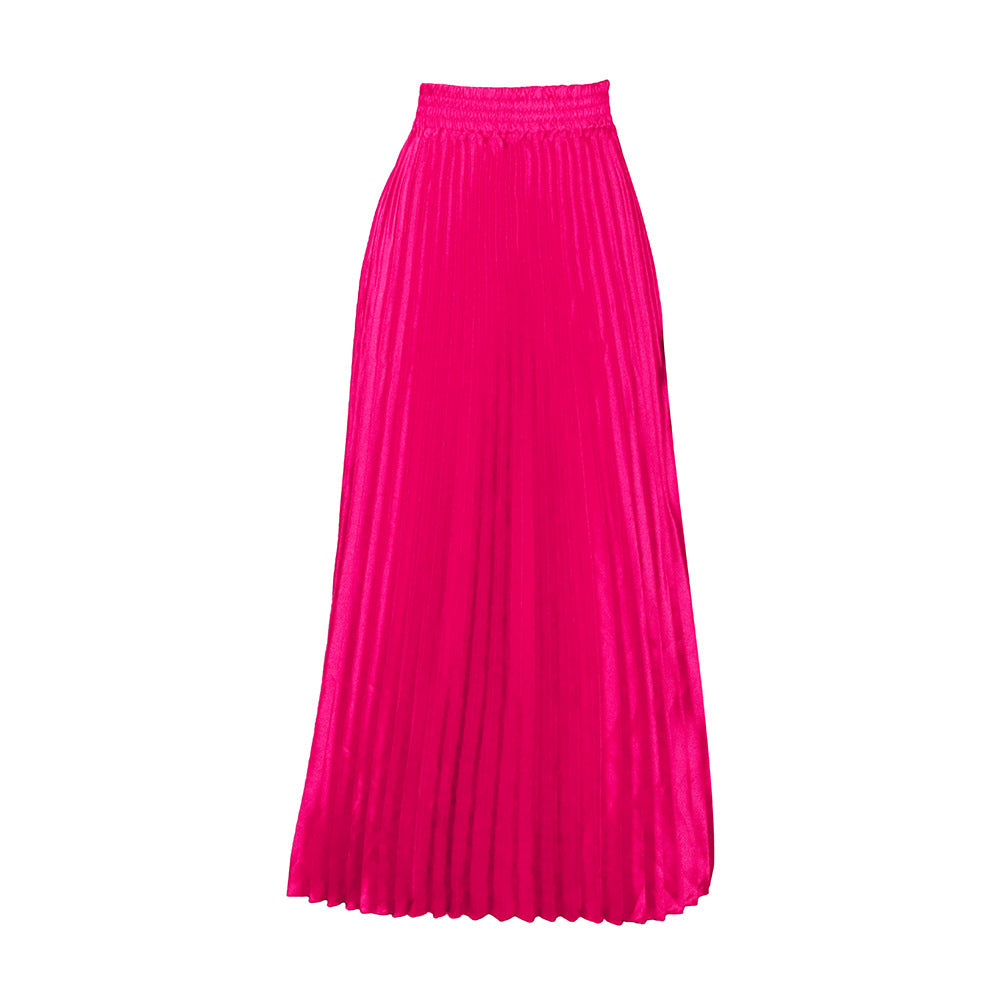 D3236 independent station export women's clothing new arrivalplus size mid-high waist pleated skirt large skirt european and american long skirt