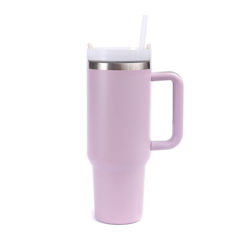 40oz 304 stainless steel large capacity insulated tumbler with handle, vacuum straw, car cup, gift water bottle, business gift