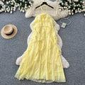 French sleeveless tiered a-line dress - women's summer design, high-waisted ruffle hem, rose red maxi dress