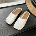 Baotou half drag square toe pleated slippers for women 2026 k-style casual lazy one-leg flat bottom fashion women's shoes