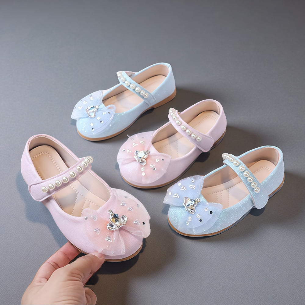 Kids' leather shoes:  spring/autumn new korean style girls' soft-soled shoes with bow detail - baby anti-slip fashion flats