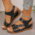 export plus size wedge heel women's sandals summer new hollow-out one-strap sandals beach thick-soled floral sandals