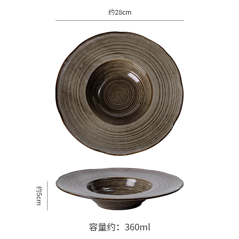 Classy texture ceramic plate restaurant hotel high-looking soup plate pasta plate cooking plate plate home straw hat plate