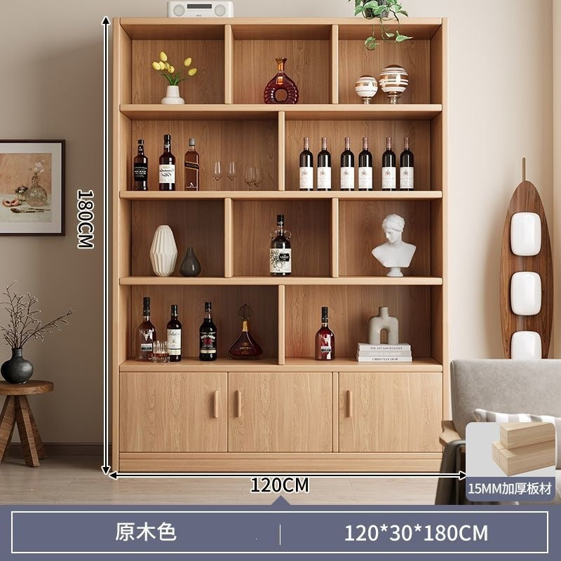 For homefloor-standing storage rack, whole wall storage cabinet, multi-layer solid wood wine cabinet, all-in-one wall bookcase, living room storage cabinet