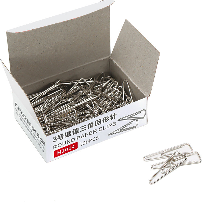 Small metal is not easy to rust, nickel-plated paper clips, office stationery paper clips, large box of 1000 pieces H1012