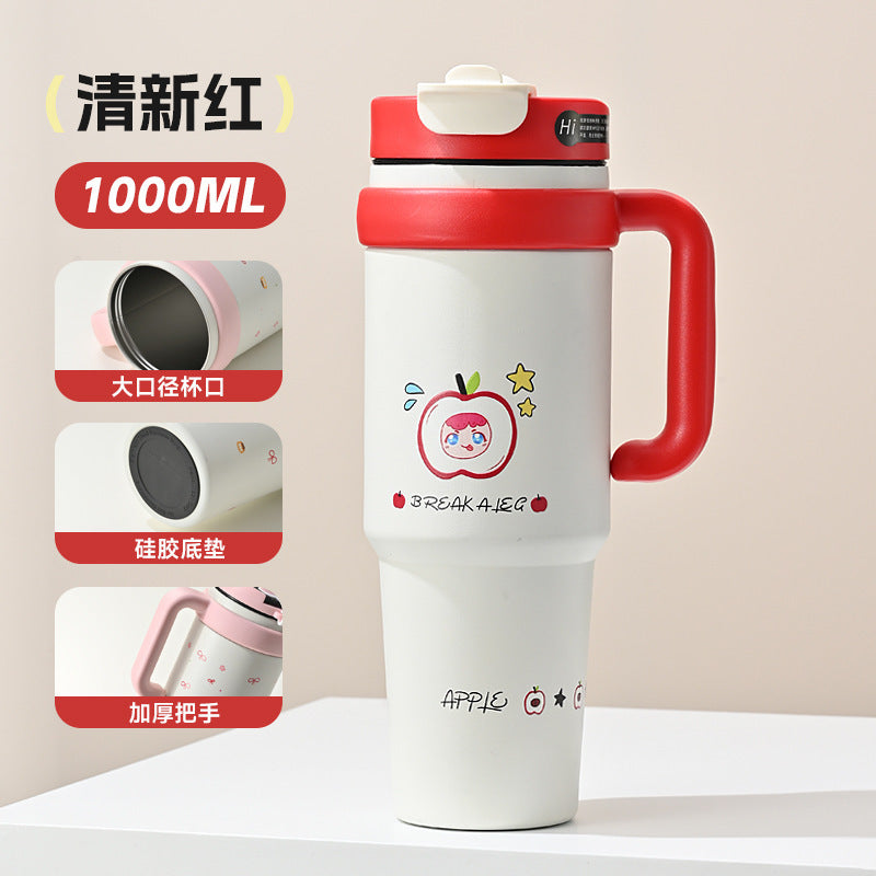 High-value, extra-large insulated tumbler for women - dual-drink design, large capacity ice tumbler, 316 stainless steel straw, car cup