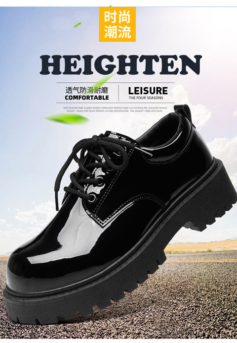 Spring wenzhou small leather shoes men's formal business british derby feet wide toe casual trendy shoes bright surface classy sense