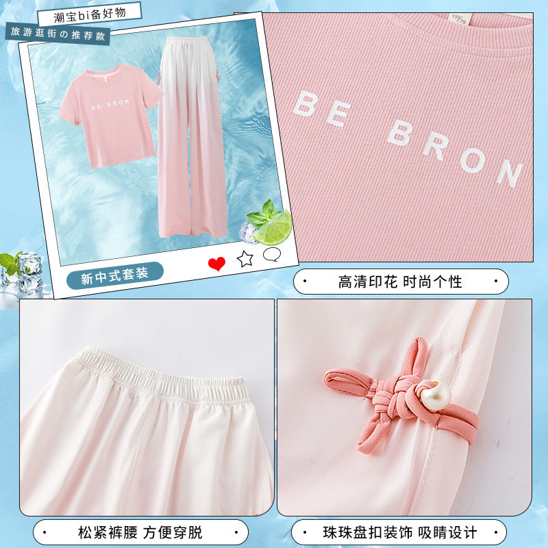 Dopamine dressing set: women's summer  new arrival - casual, stylish, and sporty two-piece short sleeve outfit