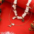 European and american cross-border christmas necklace - unique, niche design with crushed stone beads, santa claus, reindeer, and snowflake charms