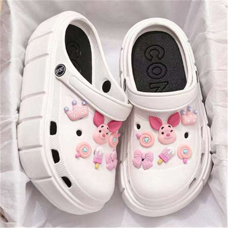 2024 new clogs: chunky platform, height increasing, non-slip, durable, beach-ready, cute cartoon, breathable, closed-toe sandals & slippers for women - summer collection
