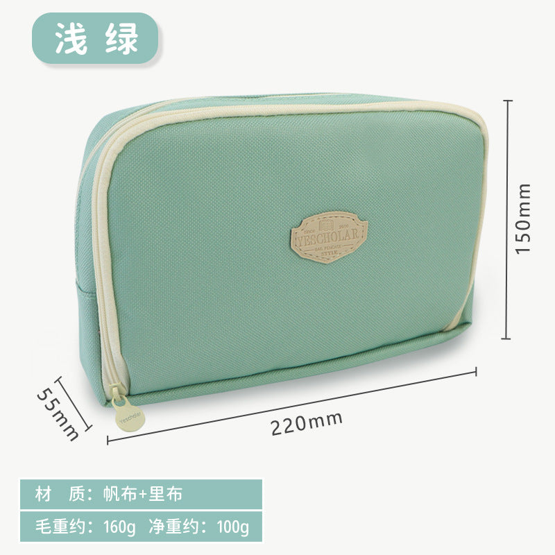 Cross-border  student pencil bag, simple Japanese stationery bag ins large-capacity female high-value handbook stationery box