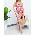 cross-border new women's fashionable elegant floral print slit dress