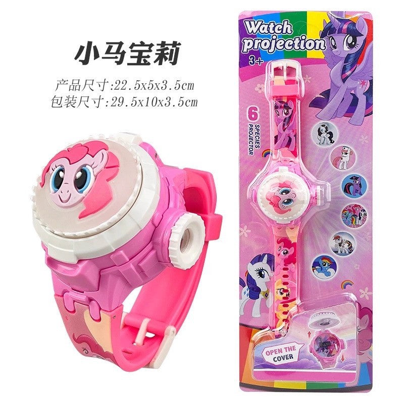 Tiktok live stream rotating colorful lights music hello kitty unicorn cartoon children's toy watch flip cover toy watch gift
