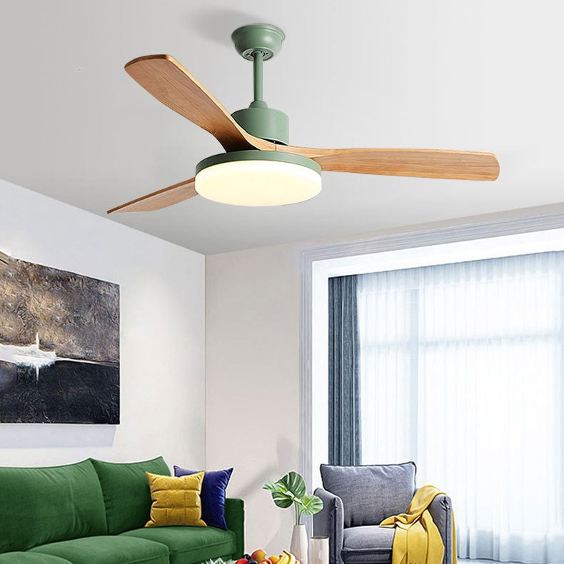 Intelligent frequency conversion living room fan light Modern solid wood fan light Nordic bedroom dining room ceiling fan light Zhongshan lighting