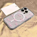 New arrival suitable for apple 17promax mobile phone case 16plus blue pink bow magnetic transparent mobile phone protective case