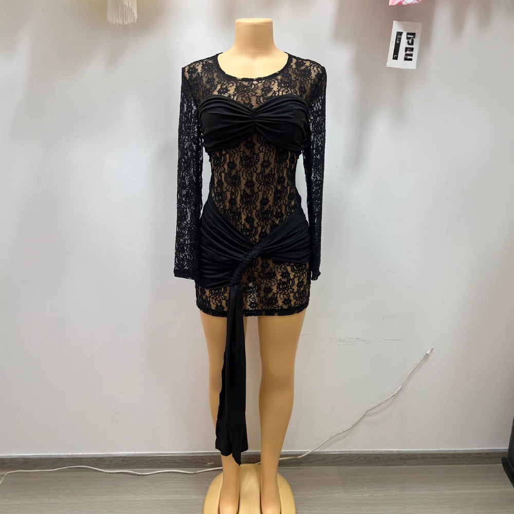 Fake two-piece asymmetrical socialite lacedress female spring sexy hip skirt showing figure tube top skirt