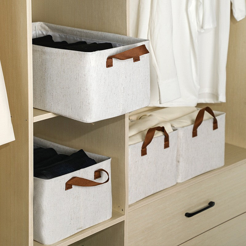 Light luxury cotton and linen clothing storage box, good goods, home storage basket, living room daily clothes storage artifact, finishing basket
