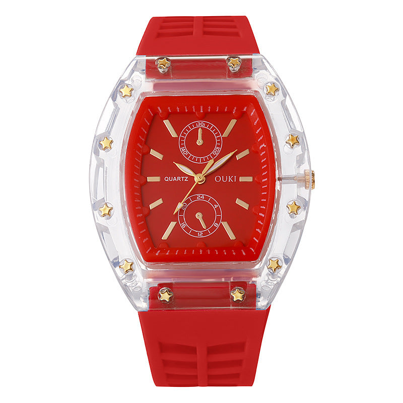 Transparent barrel-shaped new watch casualniche style cross-border richard series quartz watch barrel-shaped watch for men ⌚️