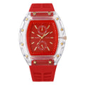 Transparent barrel-shaped new watch casualniche style cross-border richard series quartz watch barrel-shaped watch for men ⌚️