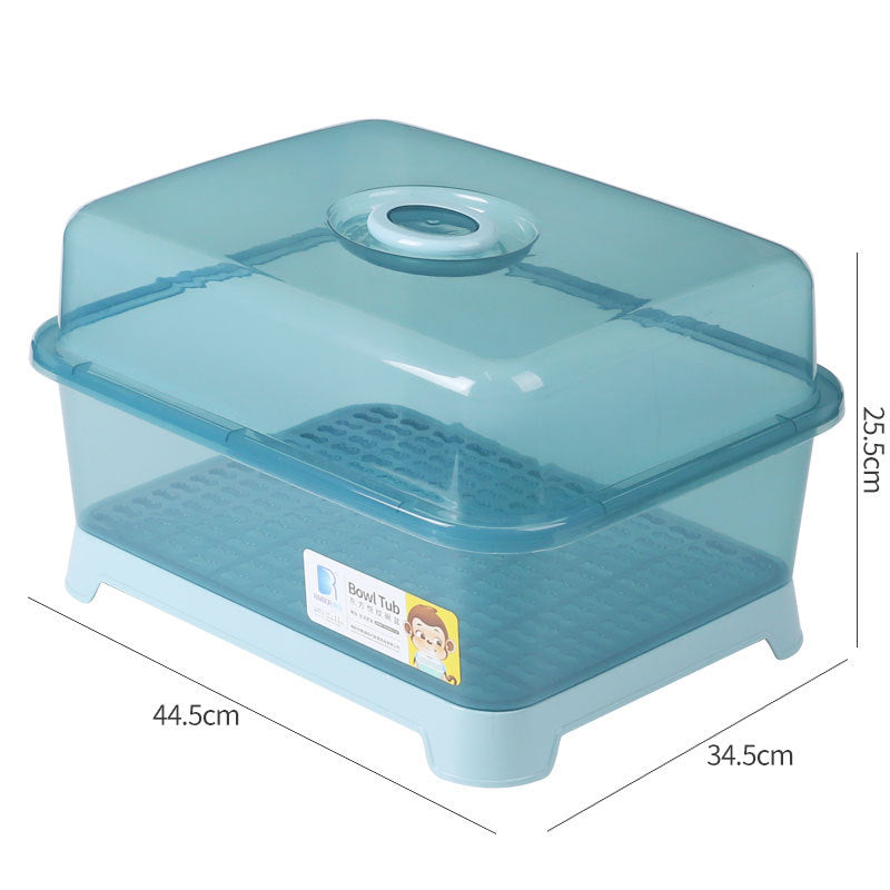 Household Drain Bowl Rack Cupboard Cutlery Kitchen Tableware Storage Box with Lid Japanese Plastic Double Dish Drain Rack