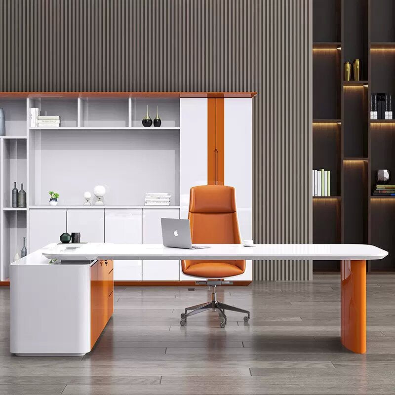 Painted white boss desk executive desk president desk fashion desk casual desk modern supervisor manager desk combination