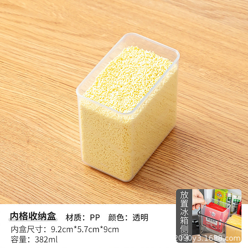 Kitchen seasoning storage box Household multi-functional grid four-grid integrated flip cover Food refrigerator storage box