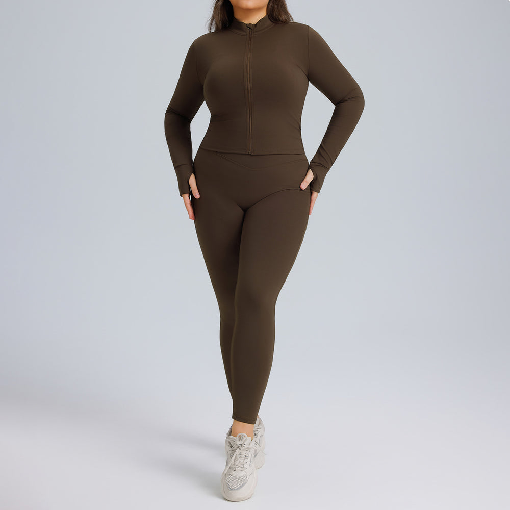 European and american plus size long sleeve yoga outfit set - women's high elasticity quick-dry activewear three-piece set - new autumn/winter fitness apparel