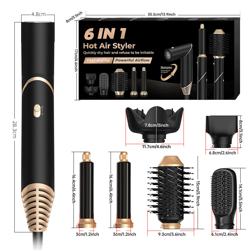 Cross-border six-in-one folding hot air comb, multi-functional hair dryer, automatic curling iron, wet and dry curling straight dual-purpose hair dryer comb