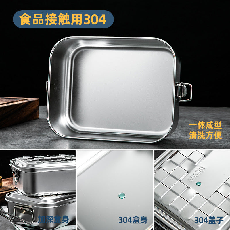 Amazon cross-border daily necessities 304 stainless steel divided lunch box double layer square multi-grid outdoor lunch box fresh box