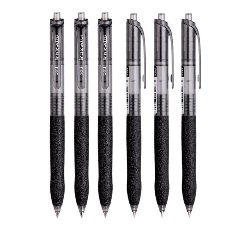 Deli S07 Press Neutral Pen Long Grip Glue Student Special Brush Pen 0.5 Bullet Carbon Black Signature Pen