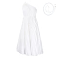 Amazon foreign trade women's summer  new solid color one-shoulder tie-up a-line dress, loose pleated european and american style dress